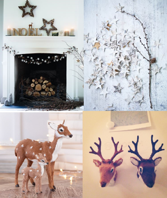 Winter Wonderland Deer, pine cones & Birch star Decoration